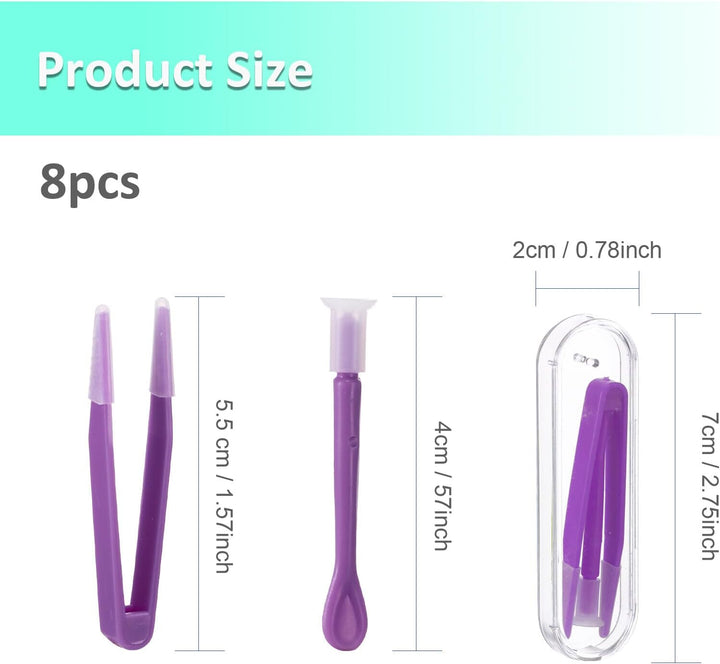 Contact Lenses Applicator, 8Pcs Contact Lens Remover Tools Portable Plastic Contact Lens Tweezers Contact Lens Suction Stick Handler with Storage Case for Outgoing Travelling