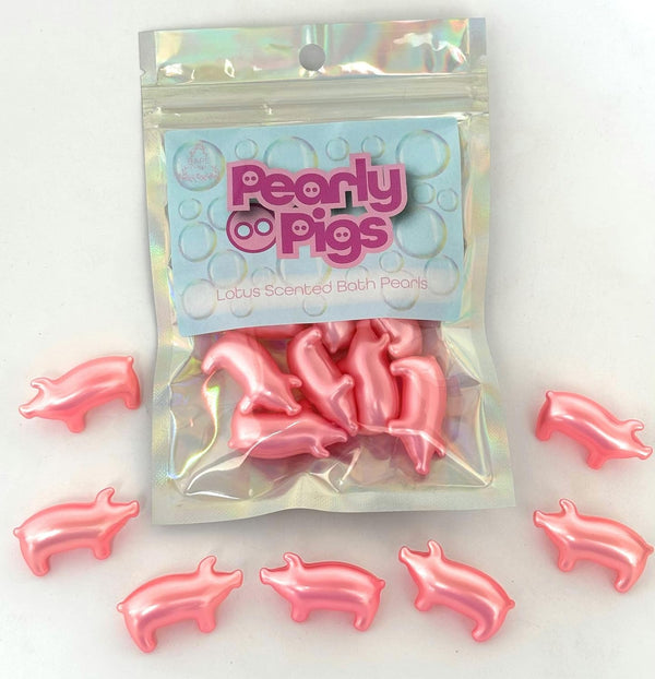 Pearly Pigs Lotus Scented Bath Pearls. Mix of 10 Pig Shaped Bath Pearls Full of Lotus Scented Bath Oil. Stocking Filler, Pig Themed Gift, Retro Gift Bath Beads, Bath Oil Beads