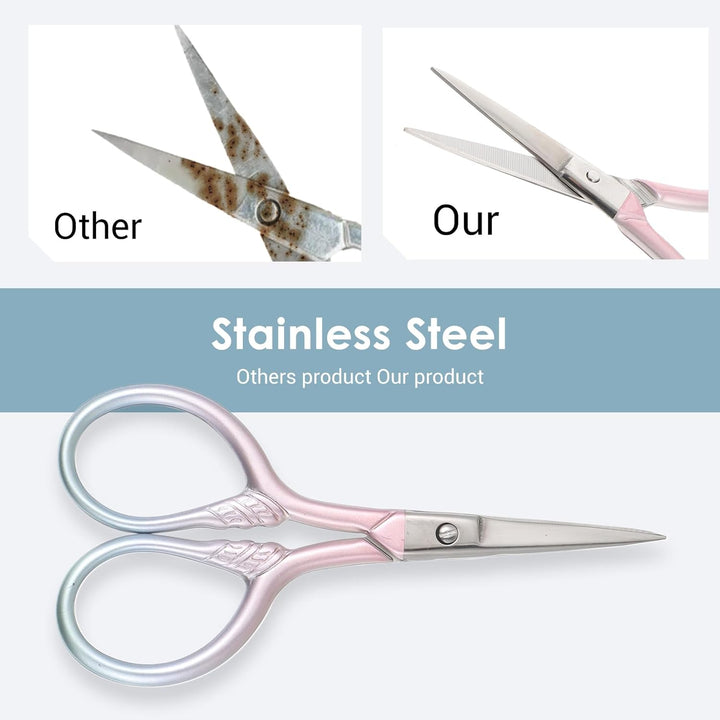 Facial Hair Small Grooming Scissors for Men Women, 3.5Inch Small Precision Scissors, Safety Scissor with PU Sheath for Facial Hair, Eyebrow, Eyelash, Beard, Moustache