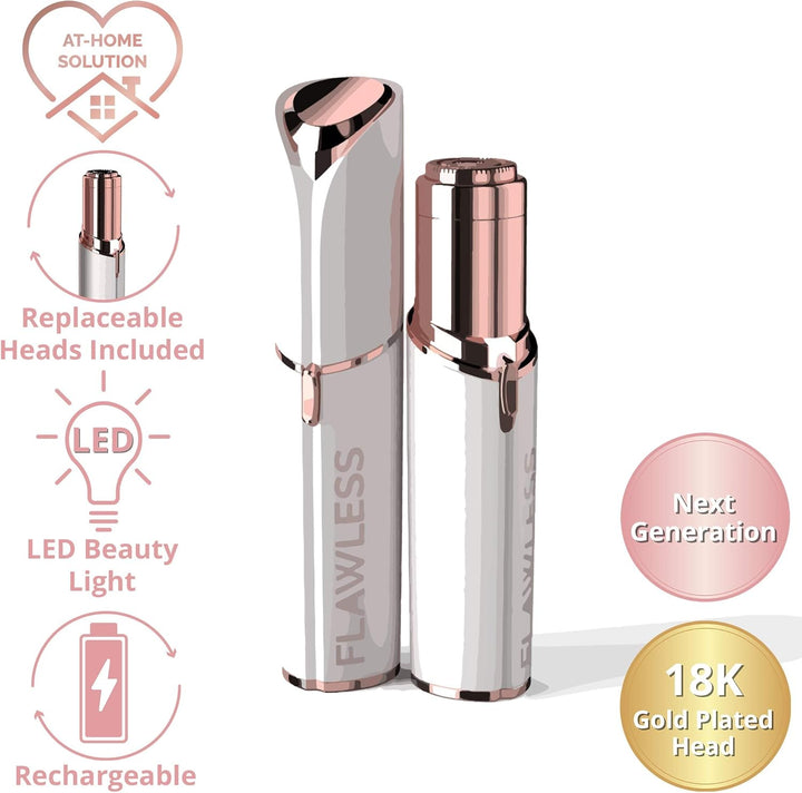 Next Generation Facial Hair Remover, Rechargeable, 2 X Replacement Heads Included, White