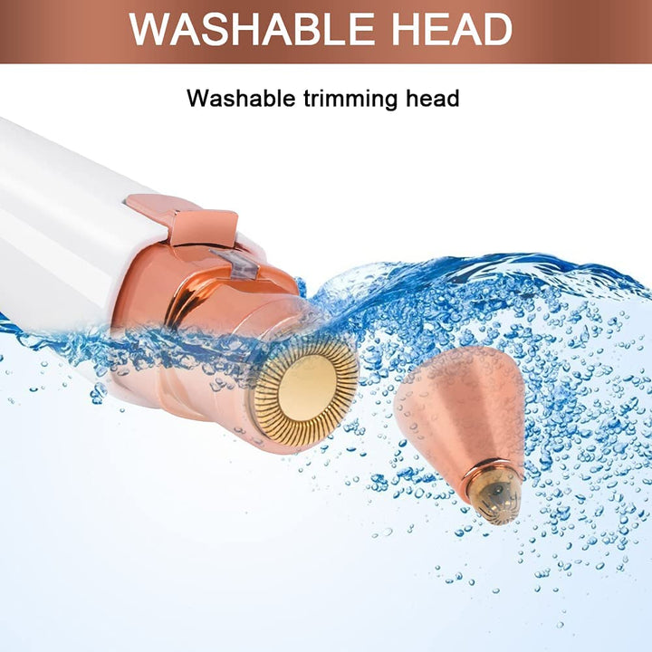 Facial Hair Remover for Women, 2 in 1 Eyebrow Trimmer & Face Hair Remover, Rechargeable Waterproof Painless Lady Shaver for Lips Nose Face Body Peach Fuzz