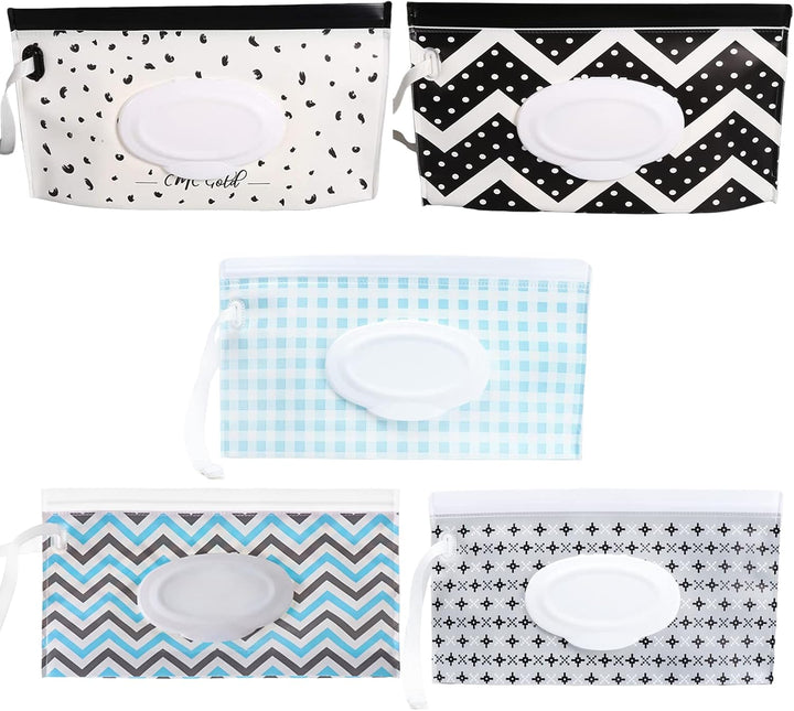 5Pcs Baby Wet Wipe Dispenser - EVA Waterproof Refillable Travel Pouch, Reusable Portable Holder for Babies