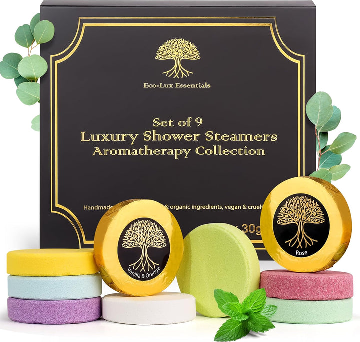 Luxury Shower Steamers for Men & Women – 6 Pack Menthol & Eucalyptus Aromatherapy Shower Bombs – Natural, Vegan Shower Melts for Stress Relief & Congestion – Spa Gift Set for Her, Him, Mom