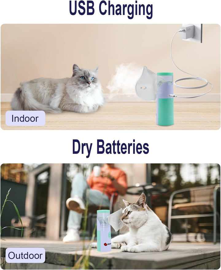 Portable Pet Nebulizer for Cat with Mask, Handheld Mesh Nebulizer for Cat, Low Noise, USB Operated for Home & Office Use, Fit for Pet Breathing Problems