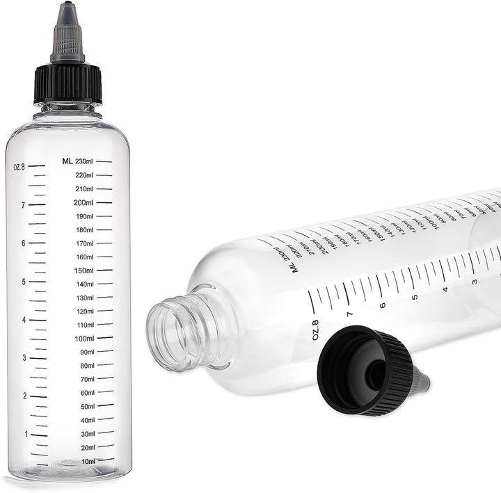2 Pack Hair Color Applicator Bottle - 8.5Oz Twist-On Top Tip Cap for Hair Oil and Root Dye - Plastic Squeeze Bottle with Graduated Scale