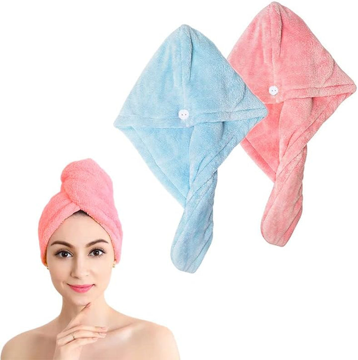 Microfiber Hair Towel Wrap | Super Absorbent Hair Turbans for Quick Dry, Grey