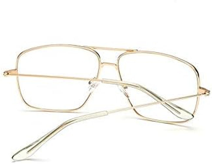 TECH-LINE-DIRECT Vintage 2019 Gold Metal Frame Eyeglasses Mens Womens Sun Glasses Retro Square Optical Lens Eyewear Nerd Clear Lens Glasses