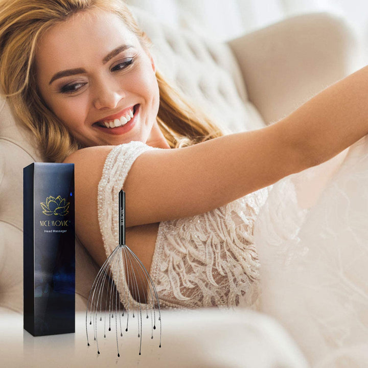 2 Pack Head Scalp Massager, Stocking Fillers Stress Relief Relax Gifts for Women Men Adults, 20 Fingers Scalp Head Scratcher for Hair Stimulation Body Relaxing (Black & Black)