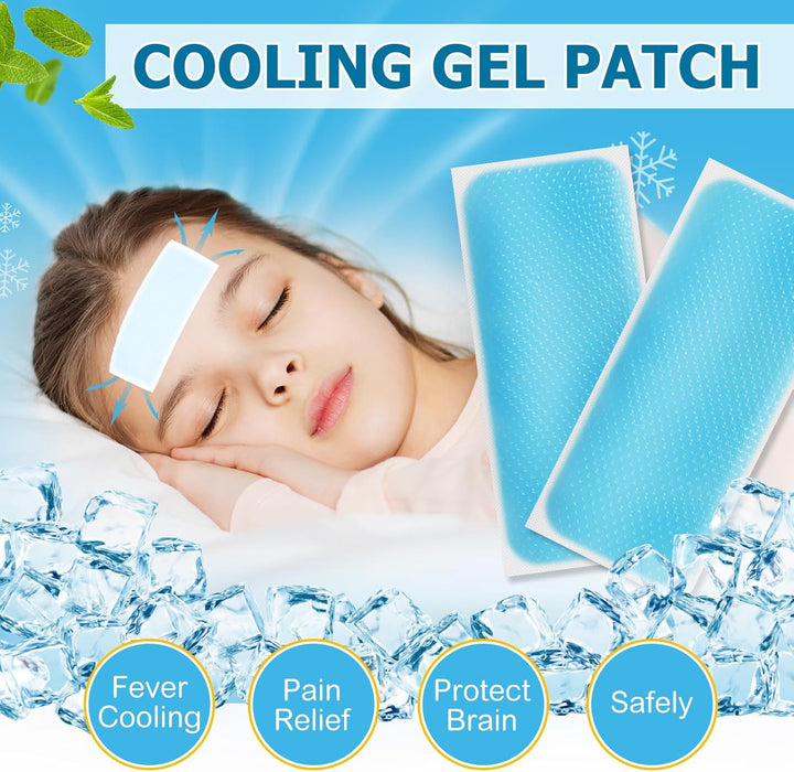 20 Sheets Cooling Gel Patch, Forehead Fever Cool Pads, Instant Cooling Comfort Forehead Patches for Kids & Adults, Cooling-Forehead Strips Help Relieve Headaches, Migraine & Sunstroke