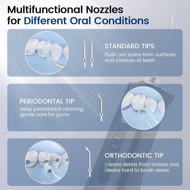 Water Flosser for Teeth Cordless, Professional Oral Irrigator 5 Modes & 4 Jet Tips USB-C Rechargeable Teeth Cleaner Portable 300ML Dental Tooth Care Tool Kits Home Use Travel (Black)