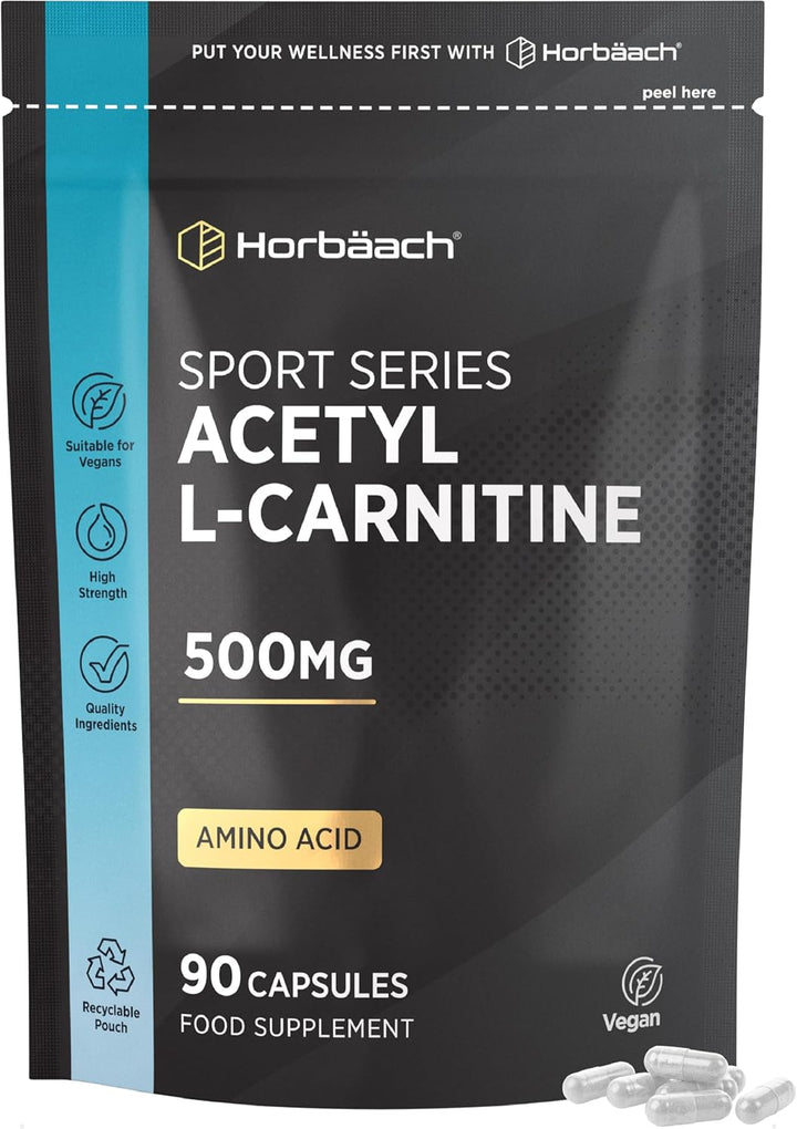 Acetyl L-Carnitine 500Mg | 90 Vegan Capsules | High Strength ALCAR Supplement | Amino Acid | by