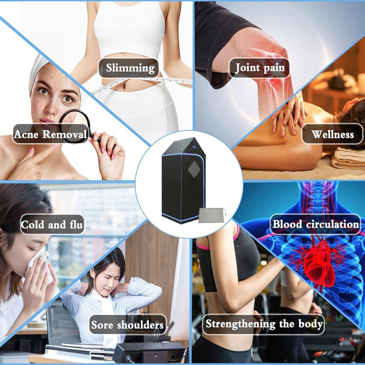 Sauna,Portable Sauna,Folding Full Body Infrared Sauna Tent with Remote Control,Infrared Panel,Folding Chair,For Personal Spa (Black)