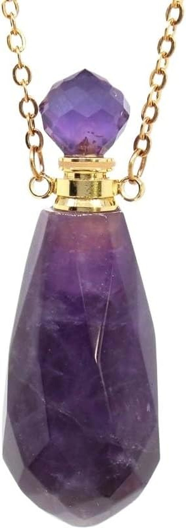 Crystal Stone Perfume Bottle - Water Drop Faceted Pendant Essential Oil Jewelry Bottle