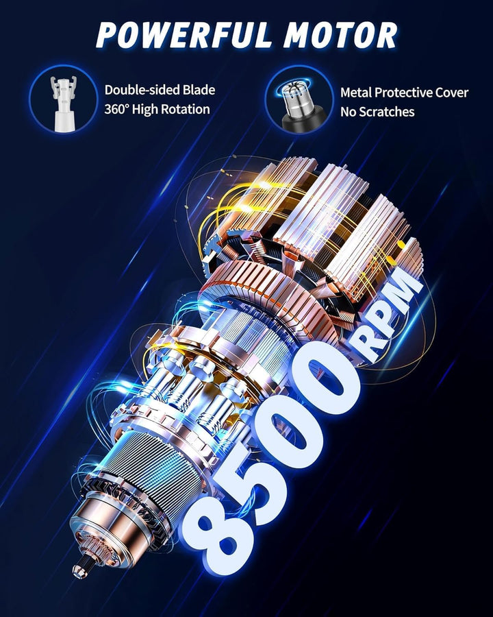 Rechargeable Nose Hair Trimmer for Men and Women, 3-In-1 Professional Painless Eyebrow and Facial Hair Trimmer, IPX7 Waterproof Nose Trimmer Men with Dual Edge Blades,Eyebrow Trimmer