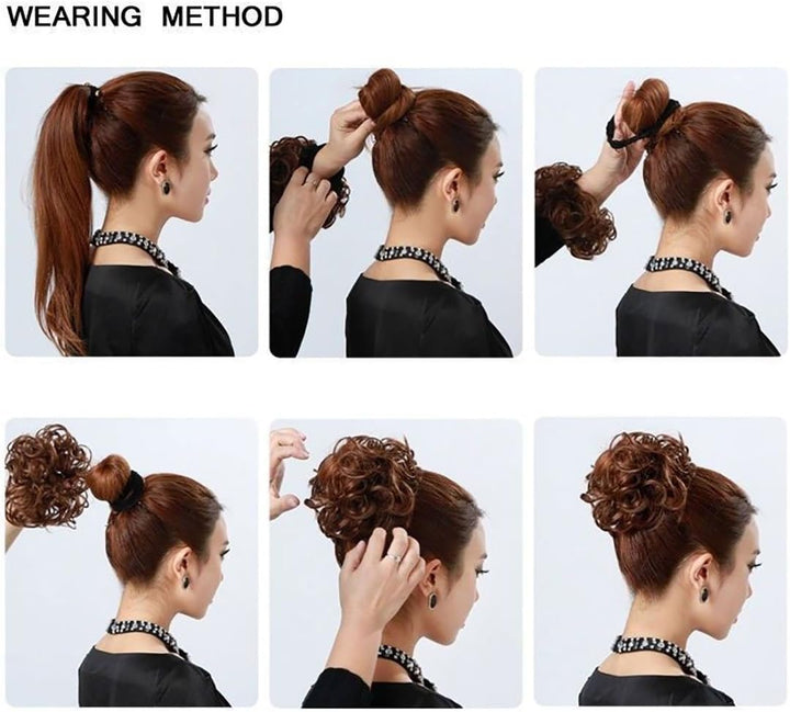 Scrunchy Scrunchie Bun Updo Hairpiece Hair Ribbon Ponytail Extensions Hair Extensions Wavy Curly Messy Hairs Bun Donut Hairs Chignons Wig Light Brown to Ash Blonde