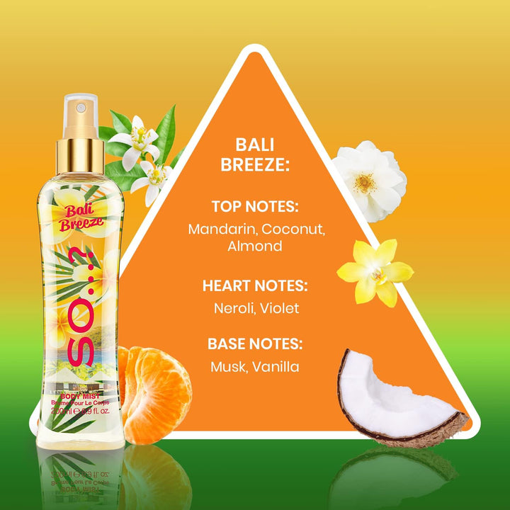 Summer Escapes Womens Bali Breeze Body Mist Fragrance Spray 200Ml