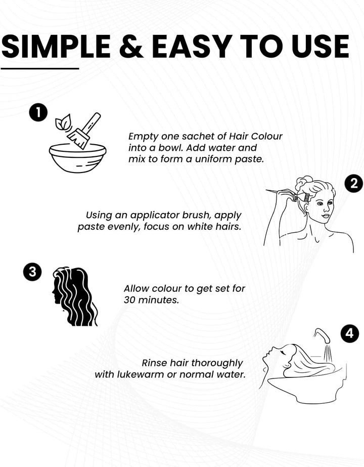 Henna Rich Black Hair Colour - 60G (6 X 10G Sachets), 100% Ammonia Free, for Vibrant Color, Shine, & Coverage (Packaging May Vary)