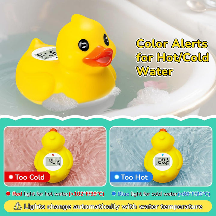Bath Thermometer for Babies – Cute Duck Floating Toy with Digital Temperature Display – Safe Baby Bath Thermometer for Newborns in Celsius & Fahrenheit, Yellow