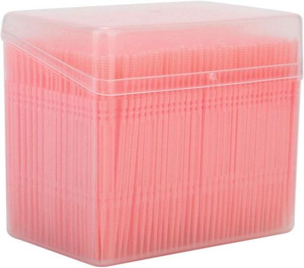 Double Head Teeth Cleaning Toothpick Oral Care Floss Pick 1100Pcs Box for Large Tooth Crevice (Pink)