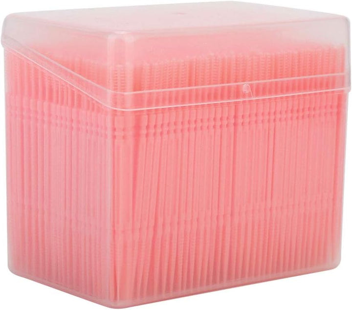 Double Head Teeth Cleaning Toothpick Oral Care Floss Pick 1100Pcs Box for Large Tooth Crevice (Pink)