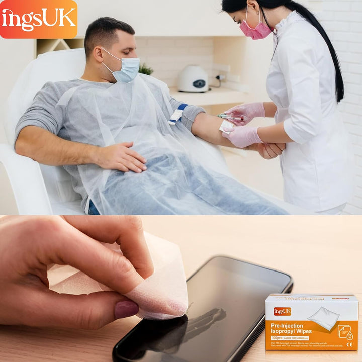 Multi-Purpose 75% Isopropyl Alcohol Wipes for Cleaning & Disinfecting (Large Size)