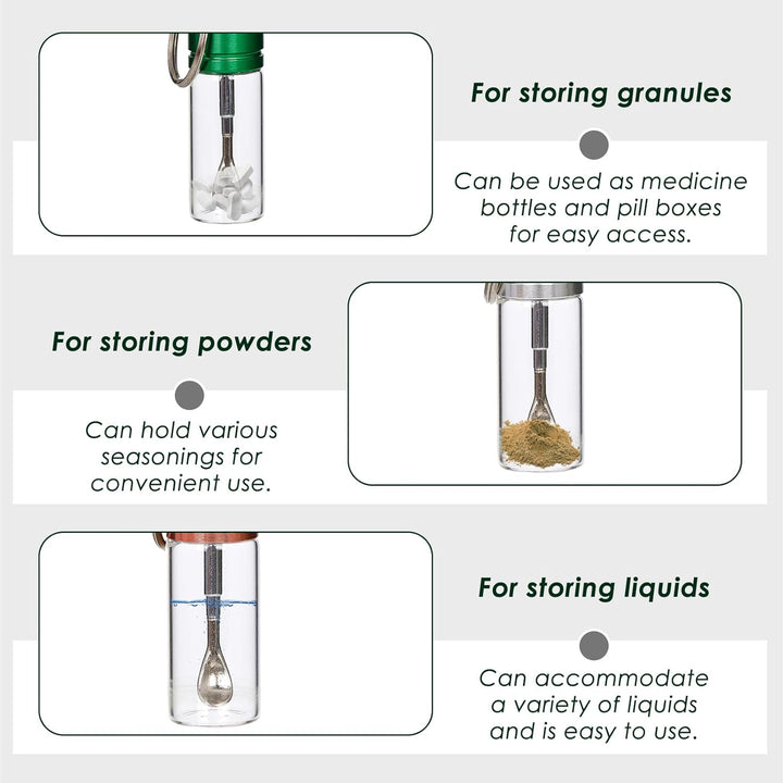 6Pcs Bottle with Spoon, Practical Vial with Spoon Kit, Waterproof Premium Glass Vial for Outdoor Travel(Transparent)