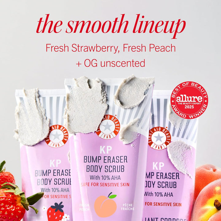 - KP Bump Eraser Body Scrub with 10% AHA, Keratosis Pilaris Skin Exfoliater with Glycolic and Lactic Acids, Helps Reduce Chicken Skin Bumps, Safe for Sensitive Skin, 56.7G