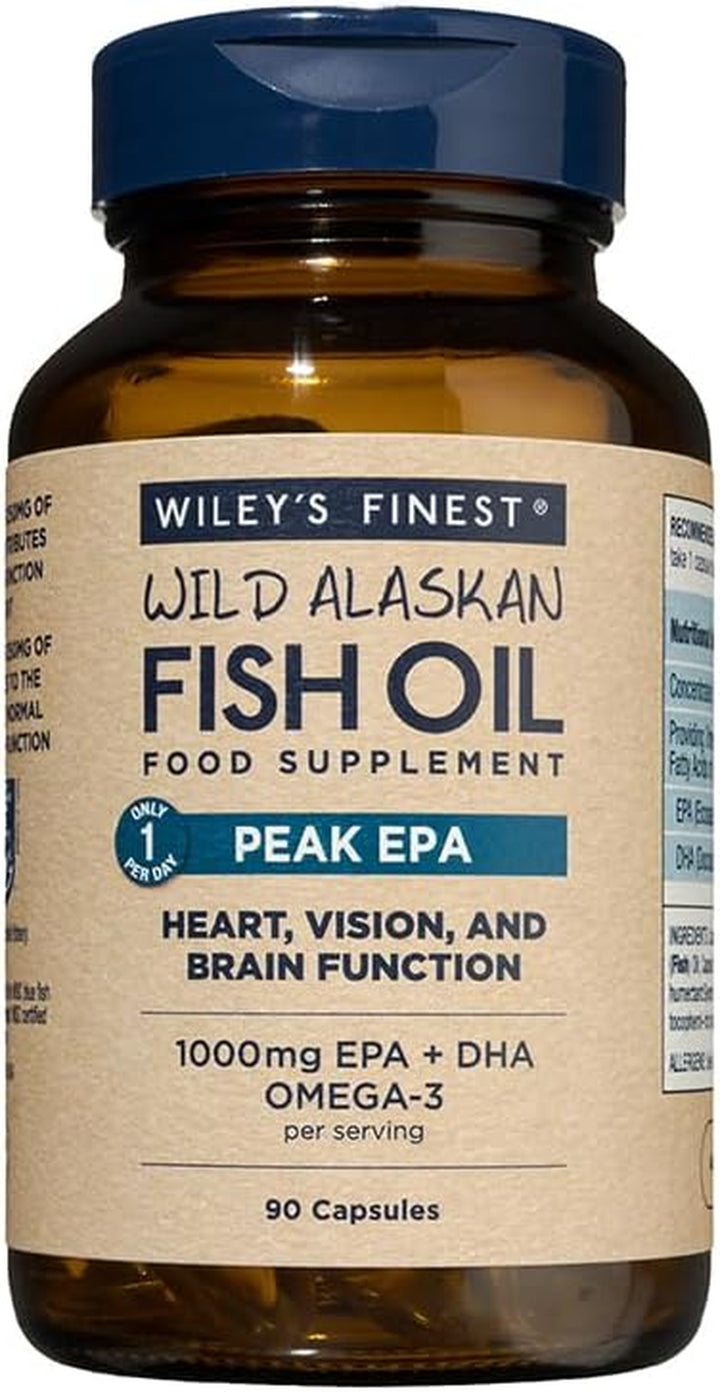 Wild Alaskan Fish Oil Peak EPA - Triple Strength Peak EPA and DHA - 1000Mg Omega-3S, Sqf-Certified - 60 Softgels (60 Servings)