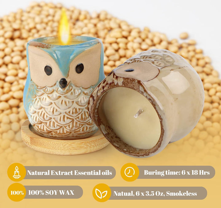 Luxury Scented Candle Gift Set for Women - 6-Piece Whimsical Owl-Themed Birthday Gifts for Her, Enchanting Aromatherapy Presents for Women, Thoughtful Anniversary for Best Friend, Mom, Wife