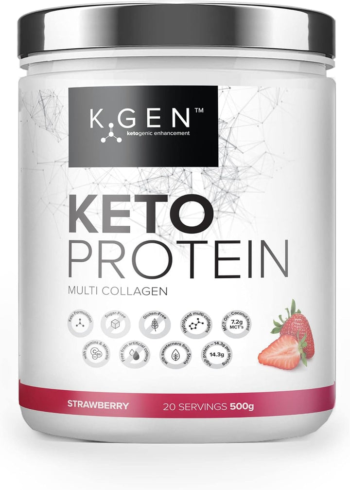 K-GEN™ Keto Collagen Protein Powder Advanced Salted Caramel Powder with Multi Collagen Blend, Coconut MCT, Vitamin C + B6 Stevia | UK Made for Keto, Paleo & Primal | Free-From: Sugar & Gluten