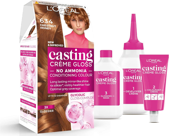 Casting Crème Gloss 600 Dark Blonde: This No-Ammonia, Semi-Permanent Hair Colour Lasts 32 Washes. Enjoy up to 3X Glossier, 4X Silkier, Visibly Healthier Hair with a Luminous Dark Blonde.