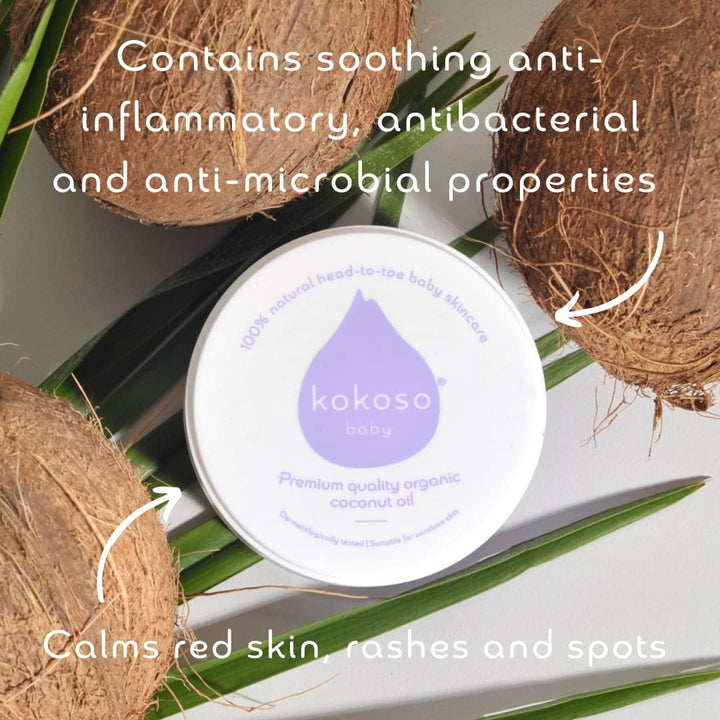 Baby Organic Coconut Oil - Moisturising 100% Natural Baby Oil for Baby Massage, Dry, Sensitive and Normal Baby Skin - 200Ml (168G)