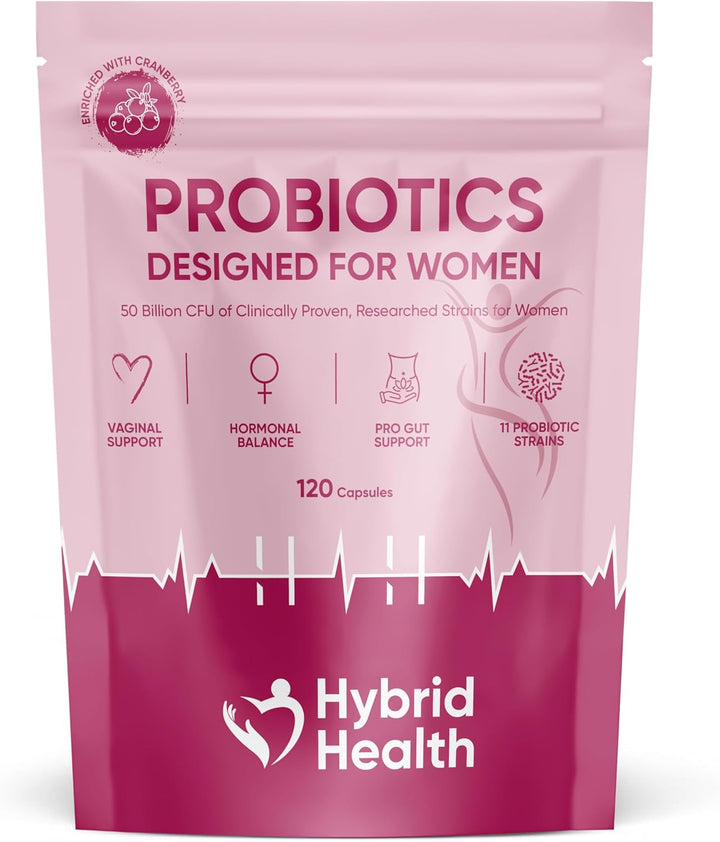 Probiotics for Women | 120 Vegan Capsules | 50 Billion CFU Womens Probiotics for Gut Health | 11 Probiotic Researched Strains with Prebiotics & Cranberry Extract | Vegan Non-Gmo