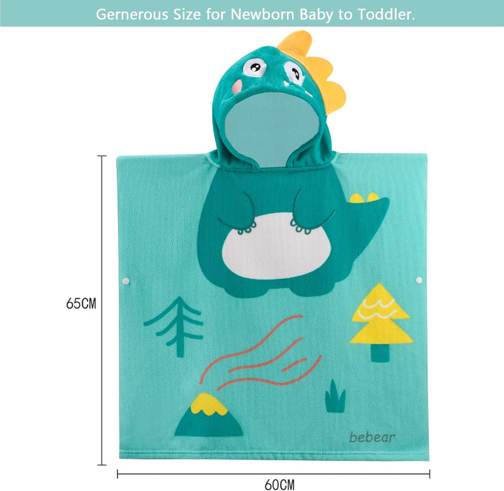 Baby Hooded Towels Wearable Hooded Towel for Boys Girls Absorbent Hooded Towel for Toddlers, 25"X 23", 0-6 Years, Dino