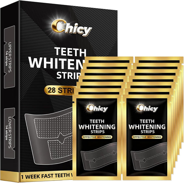 Teeth Whitening Strips 14 Treatments - Enamel-Safe & No-Sensitivity & No-Slip Whitening Strips - Fast Teeth Whitening Result in 7 Days - Whitening Kit for Coffee, Wine Stains Removal, Mint Flavor