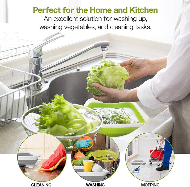 Folding Washbasin Collapsible Washing up Bowl Retractable Portable Thickened Travel Washbasin Wash Foam Foot Travel Outdoor Car Laundry Washing Basin (Grey/White)