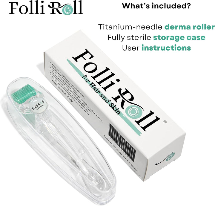 Derma Roller for Hair and Skin - 0.30Mm Titanium Microneedles - for Hair Loss, Acne Scars, and Dark Spots - 192 Real Individual Needles with Free Storage Case for Men and Women