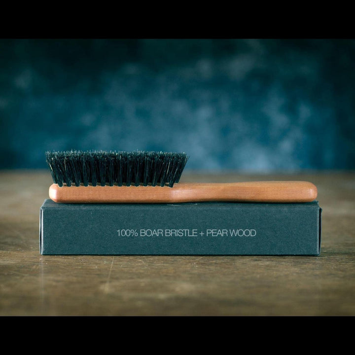 Beard Brush Pure Boar Bristles Natural Firm Hog Hair and Pearwood Works with All Beard Balms and Beard Oils Exfoliates Skin Helps Softening and Conditioning Itchy Beards Great for Travel