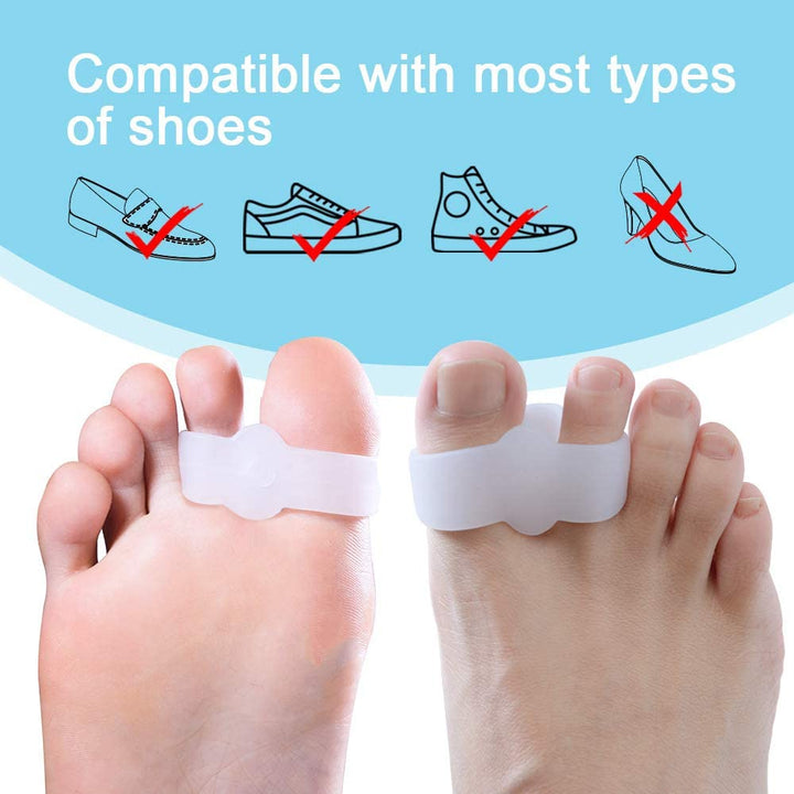 Pack of 12 Bunion Corrector, Toe Separators with 2 Loops, Big Toe Space Suitable for Bunion and Overlap Toe (White)