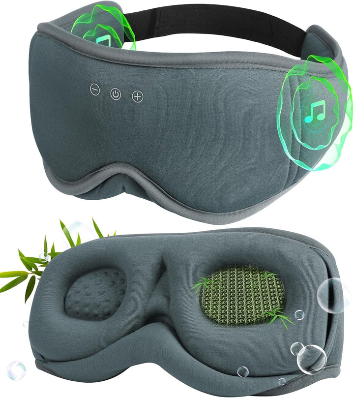 Bluetooth Sleep Mask Headphones 200% Blackout 3D Deep Eye Mask with Headphones Bluetoothv5.4 Can Play 15Hrs Breathable Eye Mask with Bluetooth Earphones for Travel,Nap Sleeping,Shift Work