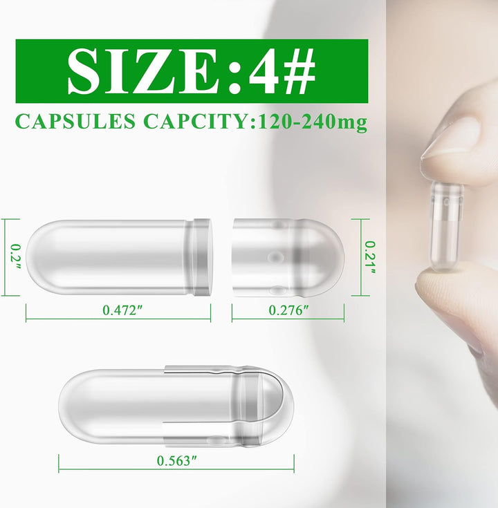 Size 4 Empty Capsules Vegetarian (100 Count) Bundle with 2 Micro Lab Spoons, Compatible with Capsule Filling Machine Size 4