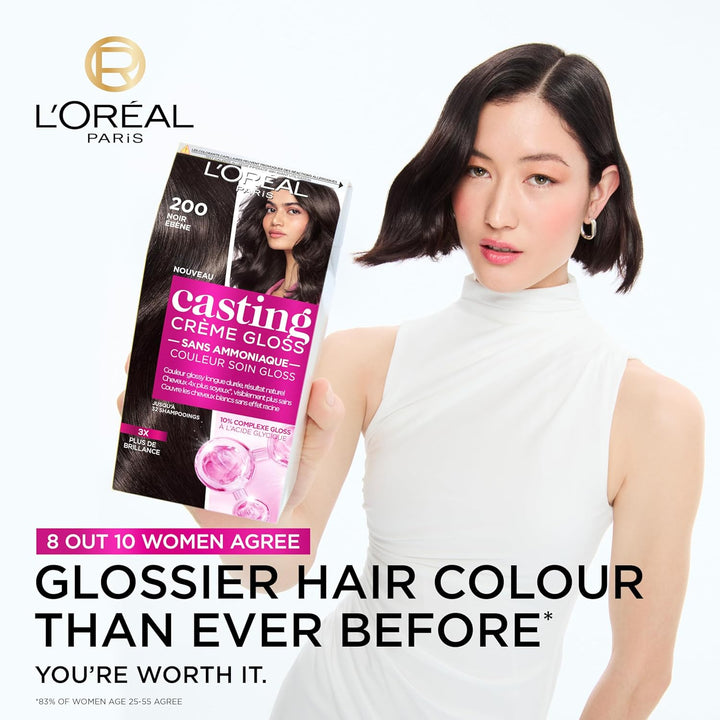 Casting Crème Gloss 360 Black Cherry: This No-Ammonia, Semi-Permanent Hair Colour Lasts 32 Washes. Enjoy up to 3X Glossier, 4X Silkier, Visibly Healthier Hair with a Luscious Black Cherry Shade.