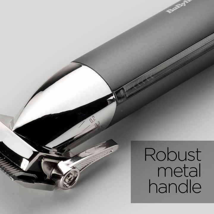 Super-X Metal Series, Cordless Hair Clipper - Japanese Steel Blades, 10 Comb Attachments, 2 Tapered Guides, Lithium Battery, Digital Display, Metal Body, Black, 7700U