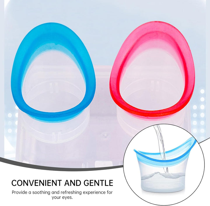 Eye Bath Cup & Silicone Eye Wash Set - Reusable Dry Eyes Relief Wash Kit, Portable Eye Rinse Cup for Makeup Removal, Irritation Soothing and Tired Eyes Refresh(2 Pack)