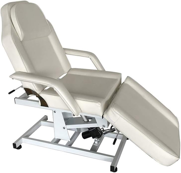 Electric Massage Table 3 Section Adjustable Bed Couch Beauty Salon Recliner Chair Treatment Tattoo Facial SPA Massaging Bed (White)(Includes 2 Packages) (White)