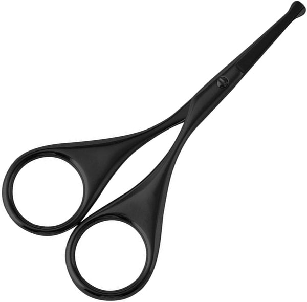 Premium Nose Hair Scissors, Curved Safety Blades with Rounded Tip for Trimming Small Details Facial Hair, Ear Hair, Eyebrow (Black)