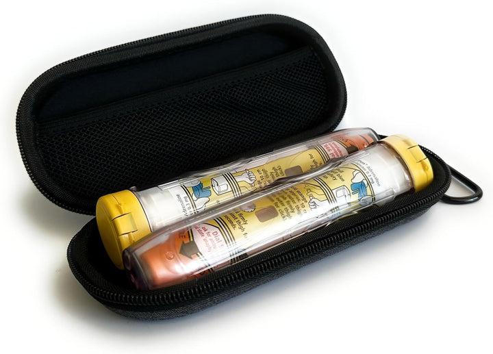 Black/Grey Twin Epipen Syringe Hard Case/Bag - Allergies, Diabetes, Inhalers, Syringes, Insulin Etc (Dark Grey Soft Case)
