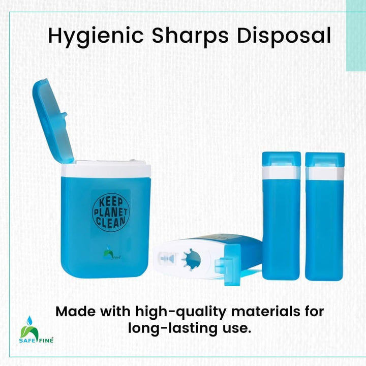 Travel Size Sharps Disposal Container for Diabetic Pen Needles, Blood Lancets and Test Strips - Compact Size Sharps Bin for Travel and Daily Personal Use - 2 Pieces Multiple Use Pack