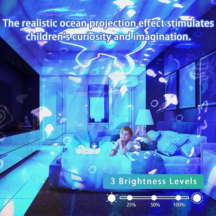 Ocean Projector Night Light, 360°Rotating Kids Night Light with 7 Films and Timer Sensory Lights, Bedroom and Ceiling Projector, Gifts for Children and Adults