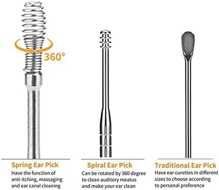Ear Wax Remover,6 Pcs Premium Stainless Steel Ear Wax Removal Kit Ear Curette Ear Cleaner Tools for Children and Adult Earwax Removal Kit Cleaning Kit with Portable Bag (Blue)